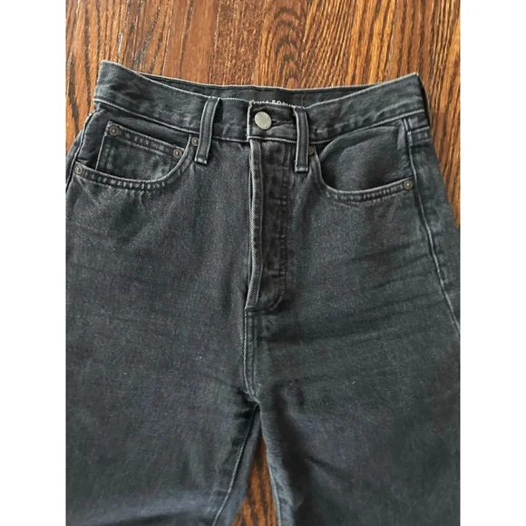 Women's Denim Forum Black The Farrah High Rise Wide Leg Jeans Size 24 - Picture 3 of 12